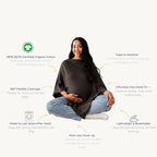 MakeMake Organics Organic Throw Blanket GOTS Certified Organic Cotton Blanket Knit Couch Bed Fall Colors Soft Neutral Cotton Throw Blanket Large (50x60, Charcoal Grey)