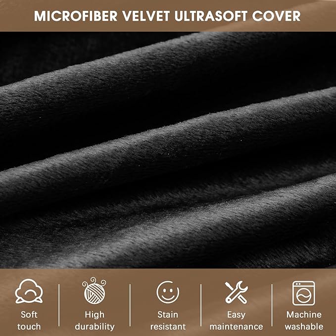 Bean Bag Chairs for Adults - Memory Foam Furniture BeanBag Chair - Kids/Teens Sofa with Soft Micro Fiber Cover - Round Fluffy Couch for Living Room Bedroom College Dorm - 5 ft, Carbon Black