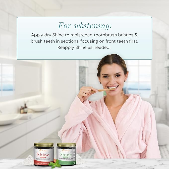 Shine Remineralizing Tooth Powder with Hydroxyapatite, Made in The USA, Fluoride Free Tooth Repair, Natural Teeth Whitening Powder, Teeth Polish & Stain Remover, Mint