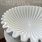 OAKOA Concrete Decorative Bowl - White Large Decorative Bowls for Home Decor - Coffee Table Bowl Decor - Scalloped Ruffle Centerpiece Bowl