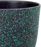 Plant Pots 10/9/8 inch, Set of 3 Modern Decorative Plastic Planters with Drainage Holes and Saucers for Garden House Plants, Flower Pots for Indoor Outdoor Plants, Black with Green Speckles