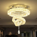 Flashing God 20" Crystal Chandelier Crystal LED Flush Mount Chandeliers for Living Room Bedrooms Dining Room Modern Gold Chandelier Lighting Dimmable 2700k 4500k 6000k