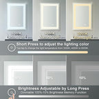 WELLFOR LED Bathroom Vanity Mirror 24 x 32 Inch, Lighted Anti-Fog Dimmable Mirror, IP44 Waterproof Wall Mounted Makeup Mirror, Packed with US Standard Plug and Touch Switch, (Horizontal/Vertical)