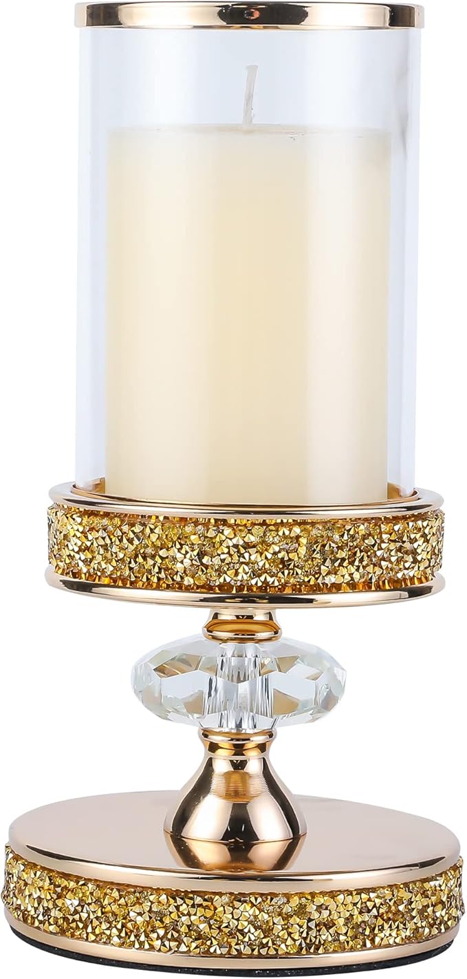 Candle Holder, Pillar Candle Holders, Crystal Candlesticks Holder for Wedding, Parties, Events, Chirstmas,Home Decor, Table Centerpieces CH028D (S)