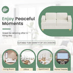 Sofa, 63” Comfy Loveseat Sofa Couch with Deep Seats, Couch for Living Room, Modern Sleeper Sofa, Beige Chenille