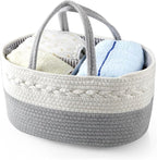 PandaEar Baby Diaper Caddy Organizer for Boys Girls, Portable Baby Diaper Basket, Travel Cotton Rope Diaper Caddy Change Organizer for Baby Shower Gifts Newborn Infants