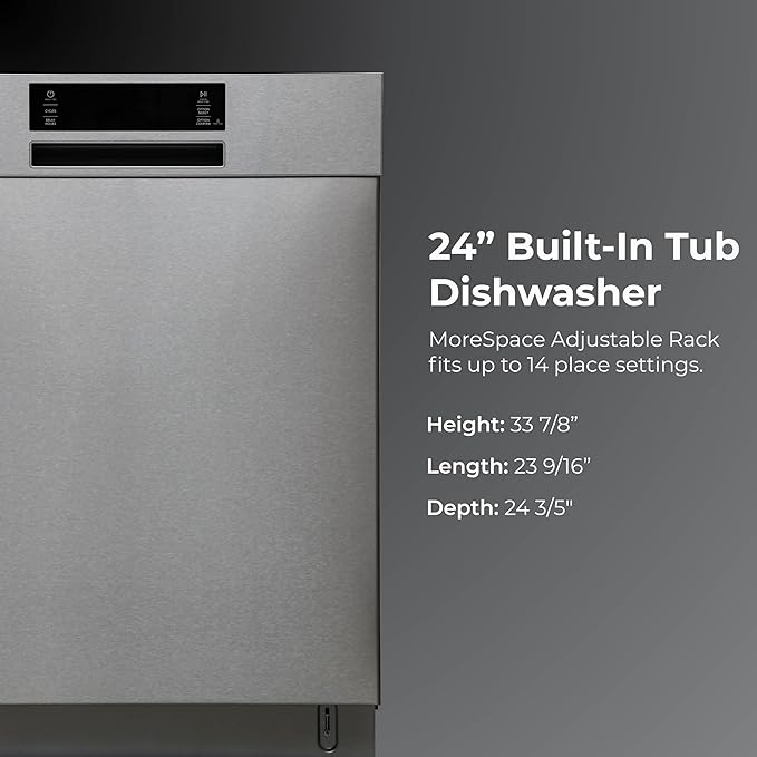 Kenmore 24" Built-in Stainless Steel Tub Dishwasher SmartWash, UltraWash, SmartDry Plus, MoreSpace Adjustable Rack, Energy Star Certified, Fingerprint Resistant