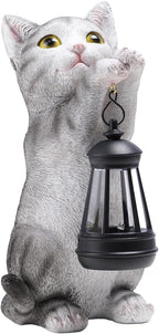 Solar Cat Garden Statue: Outdoor Cat Statues for Garden with Lights for Yard Art Lawn Ornaments Porch Patio Balcony Home House - Gardening Gifts for Women Grandma Mom