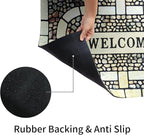 Door Mat Welcome Mat, Heavy Duty Door Mat 17.7 x 29.5 Inch Front Door Mat Rug Doormat for Outdoor Entrance Home Non-Slip Rubber Rug for Front Door, Outside, Entryway, Patio (Yellow Welcome)