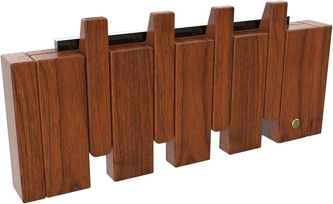 Wall Mounted Piano Key Hanger | Flip Style Hook | Entrance Wall Art Hook, Made of Oak Wood (3 Times Painted, 4 Times Polished) (LED Walnut, 4Hooks)