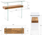 ivinta Glass Console Table with Storage, 39.4" Modern Narrow Entryway Table for Living Room, Entrance, Hallway or Bedroom 5101 (Natural Wood)