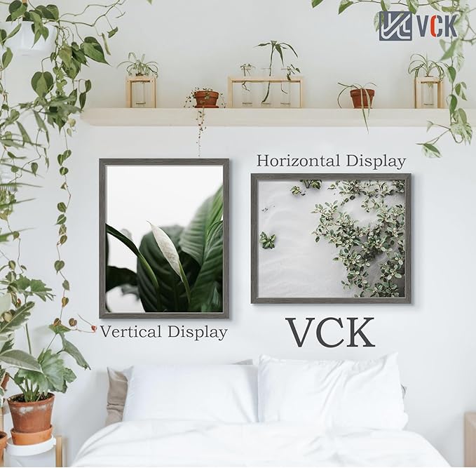 VCK 24x30 Frame Set of 3, Gray Solid Wood Poster Picture Frame, Exclusive Wood Grain, Wall Mounting Hanging