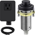 SinkTop Air Switch Kit (Long Full Brass Button) for Garbage Disposal, Cordless Matte Black