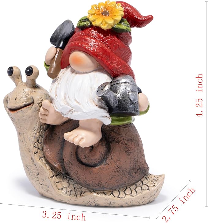 Hodao Spring Garden Gnome Decoration Flower Animal Ornaments Decor Gifts Spring Gnomes for Garden Decorations Summer Elf Figurine Gifts for Mom Outdoor Decor (Red)