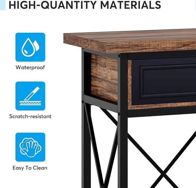 Tribesigns 70.8" Console Table with 3 Drawers, Farmhouse Entryway Table with Storage Shelf, Narrow Long Sofa Foyer Table for Entryway, Hallway (Brown/Black)