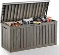 81 Gallon Outdoor Storage Box Waterproof, UV Resistant Resin Deck Box with Hydraulic Rod, Lockable Design and Enhanced Durability for Patio, Garden, and Poolside Use