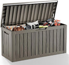 81 Gallon Outdoor Storage Box Waterproof, UV Resistant Resin Deck Box with Hydraulic Rod, Lockable Design and Enhanced Durability for Patio, Garden, and Poolside Use