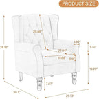 UIXE High Back Accent Chairs Set of 2, Upholstered Armchair in Fabric for Living Room, Retro Wingback Arm Chair Comfy Single Sofa Bedroom Reading Seat with Solid Wood Legs - Beige