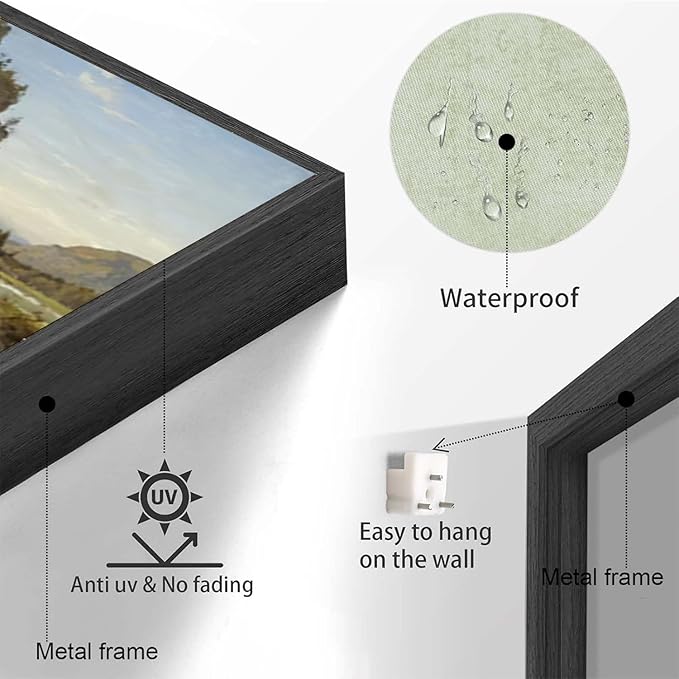 Vintage landscape rural scenery poster art farmhouse cottage wall decor living room kitchen quiet country stream suitable for bedroom bathroom