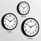 12 Inch Wall Clock Silent Non-Ticking Battery Operated Analog Clock Decorative for Office Kitchen Outdoor Living Room Classroom Bedroom Bathroom School(Black)
