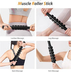5 in1 Foam Roller Set, Trigger Point Foam Roller, Massage Roller Stick, Massage Ball, Resistance Band for Deep Muscle Massage Pilates Yoga,Fitness Exercise for Whole Body (Black-Red)