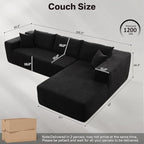 104" Cloud Sectional Couches for Living Room,L Shaped Boneless Couch in A Box,Sleeper Sofa with Comfy Chaise No Assembly Required,Black
