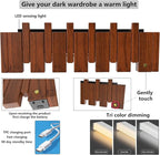 Wall Mounted Piano Key Hanger | Flip Style Hook | Entrance Wall Art Hook, Made of Oak Wood (3 Times Painted, 4 Times Polished) (LED Walnut, 12Hooks)