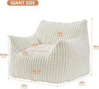 Giant Bean Bag Chairs for Adults with Filling Plush Fluffy Bean Bag Chairs for Teens with Armrests Comfy BeanBag Lazy Couch Sofa Chair for Bedroom Living Room Reading