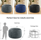 3 Feet Bean Bag Chair - BeanBag Chairs for Adults, Living Room Furniture Sofa with Soft Micro Fiber Cover, Round Fluffy Couch for Bedroom College Dorm - Grey