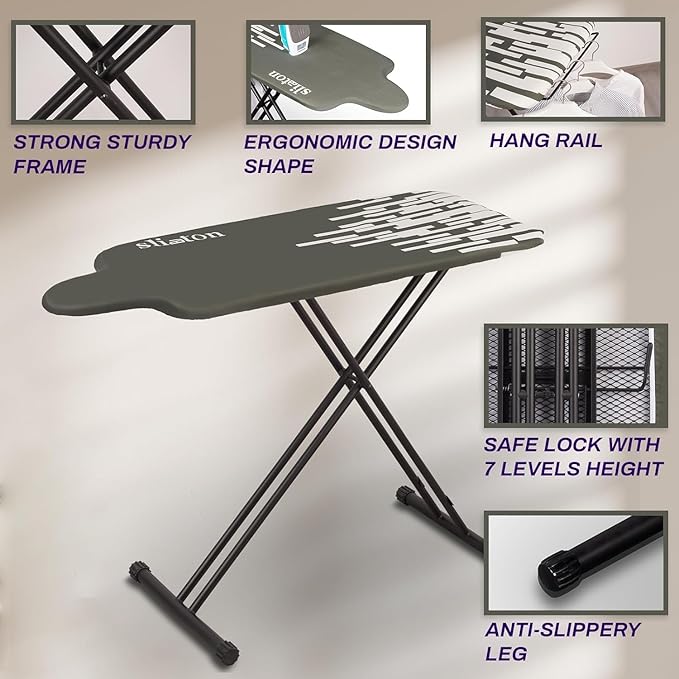 Extra Large Ironing Board with Large Hang Rail in 53" L x 20" W