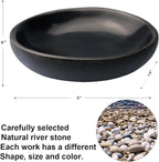 Handmade Decorative Bowl - Natural River Stone Pebble Artisan Crafted Serving Dish | 4-6 Inch Unique Decorative Tray for Home Centerpiece, Jewelry Holder (black)
