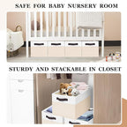 Criusia 4 Pack Baby Clothes Organizer Bins, Fabric Collapsible Storage Baskets with Handles, Odorless Storage Bins for Toy Clothes Nursery Kids Room Playroom Classroom (14L*10W*9.5H)