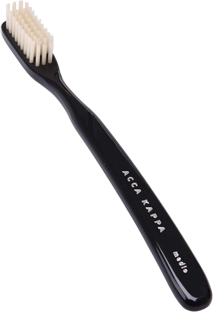 Acca Kappa Vintage Black Toothbrush Soft Nylon Bristles Retro-Style Ergonomic Handle