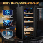 Cigar Electric Humidor, 35L 250 Counts Large Capacity Thermostatic Electric Cigar Cooler Cabinet with Digital LED Screen, Safety Lock,Smart Humidity & Temp Control, Gifts for Men