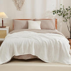 EMME Cotton Bed Blankets White Blankets for Bed Muslin Twin Blanket 60"x80" Lightweight Soft Twin Blanket All Season Gauze Blanket