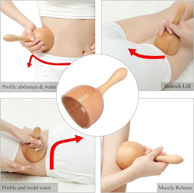 3-in-1 Wood Therapy Massage Tools Lymphatic Drainage Massager Wooden Massager for Maderoterapia,Anti-Cellulite, Body Sculpting & Contouring