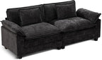 URRED Modular Sectional Sofa Comfy Cloud Couch, Modern Chenille Sofa Sleeper Deep Seat Couches with Ottoman/Pillows for Living Room (Black, 82.6'')