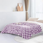 LOMAO Throw Blankets Flannel Blanket with Checkerboard Grid Pattern Soft Throw Blanket for Couch, Bed, Sofa Luxurious Warm and Cozy for All Seasons (Purple, 50"x60")
