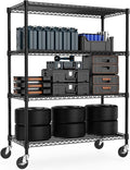 Industrial Metal 4 Tier Shelving for Garage, Pantry, Warehouse, Basement Utility Room, Storage Rack Metal Shelving Unit, Shelf Organizer, Black 23.6" D x 53.2" W x 73.6" H
