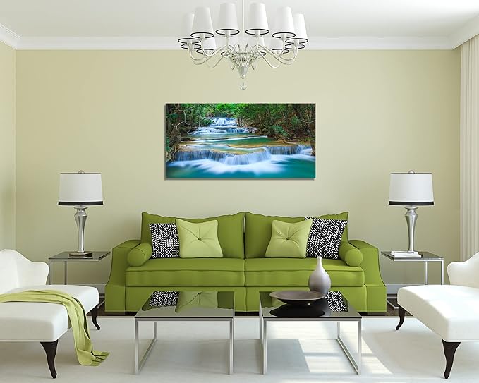 DZL Art S75275 Canvas Prints Wall Art Forest Waterfall Landscape Forest Scenery Painting Nature Wilderness Photography for Living Room Bedroom Bathroom Home Office Decor