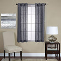 MIUCO Semi Sheer Curtains Poly Linen Textured Solid Grommet Curtains 63 Inches Long for Living Room 2 Panels (2 x 37 Wide x 63" Long) Charcoal Grey