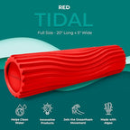 Oceanfoam Tidal Roller - Red - Muscle Massage Foam Roller for Back Pain & Stretching - Firm and Ergonomic Wide Wave Textured - Yoga, Athletics, & Wellness - Full Size, 20" x 5"