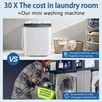 Portable Mini Twin Tub 22lbs Washing Machine With Drying Rack& 10 Hangers, 13lbs Washer & 9lbs Spinner, Small Laundry Washer with Time Control for Camping, Apartments, RV (22lbs)