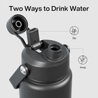 Insulated Water Bottle with Straw Stainless Steel Water Bottle, Leak-Proof, BPA-Free, Double Wall Vacuum Keeps Cold for 24 Hours for Sports, Travel, School (32 oz, Black Night)