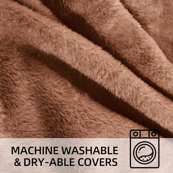 Bean Bag Chair 6Ft, Memory Foam Filled, Large Beanbag Chairs for Adults and Teens, Soft Sofa with Removable Flannel Cover, Round Couch for Living Room Bedroom College Dorm (Coffee, 6FT-67×67"×24")