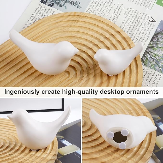 Notakia Small White Birds Statues Home Decor Modern Style Decorative Ornaments for Living Room, Bedroom, Office Desktop, Cabinets (2Pcs White Birds)