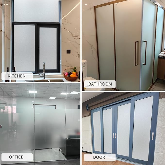 Window Privacy Film with Installation Tools, Static Cling, Anti UV, Heat Control, Ideal for Home Shower Office Glass Door (White Frosted, 17.5X78.7Inch)
