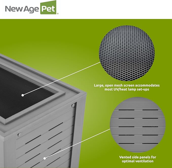 New Age Pet ECOFLEX 36" Mojave Reptile Lounge -Durable Wood Plastic Composite Habitat with Ventilation, Removable Glass Doors & Lock, Easy Assembly, for Tortoises, Snakes, Iguanas