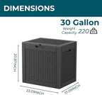 Vixzen 31 Gallon Resin Deck Box - Lockable Outdoor Storage for Patio Cushions, Garden Tools, Pool Supplies，Black