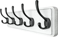 Dseap Coat Rack Wall: Patented, Heavy-duty, 17.4" Long 5-double-hooks Wooden Wall Mounted Coat Rack Coat Hanger Hook Rail for Winter Coats Hat Jacket Clothing, White & Black